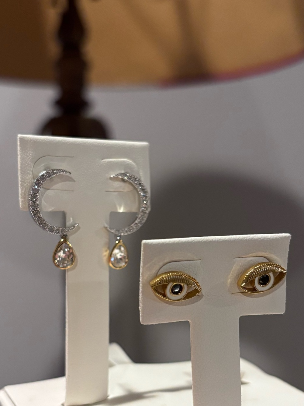 Swarovski Crystal Gold & Silver Eye and Hoop Drop Earring set